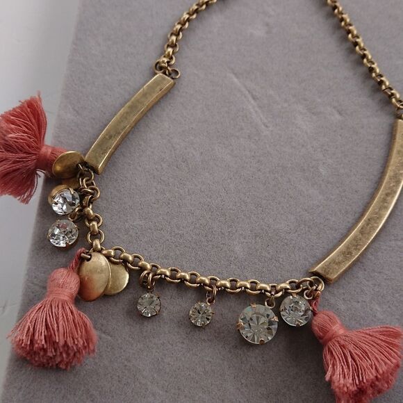J. Crew Tassel Statement Rhinestone Necklace - Picture 1 of 8